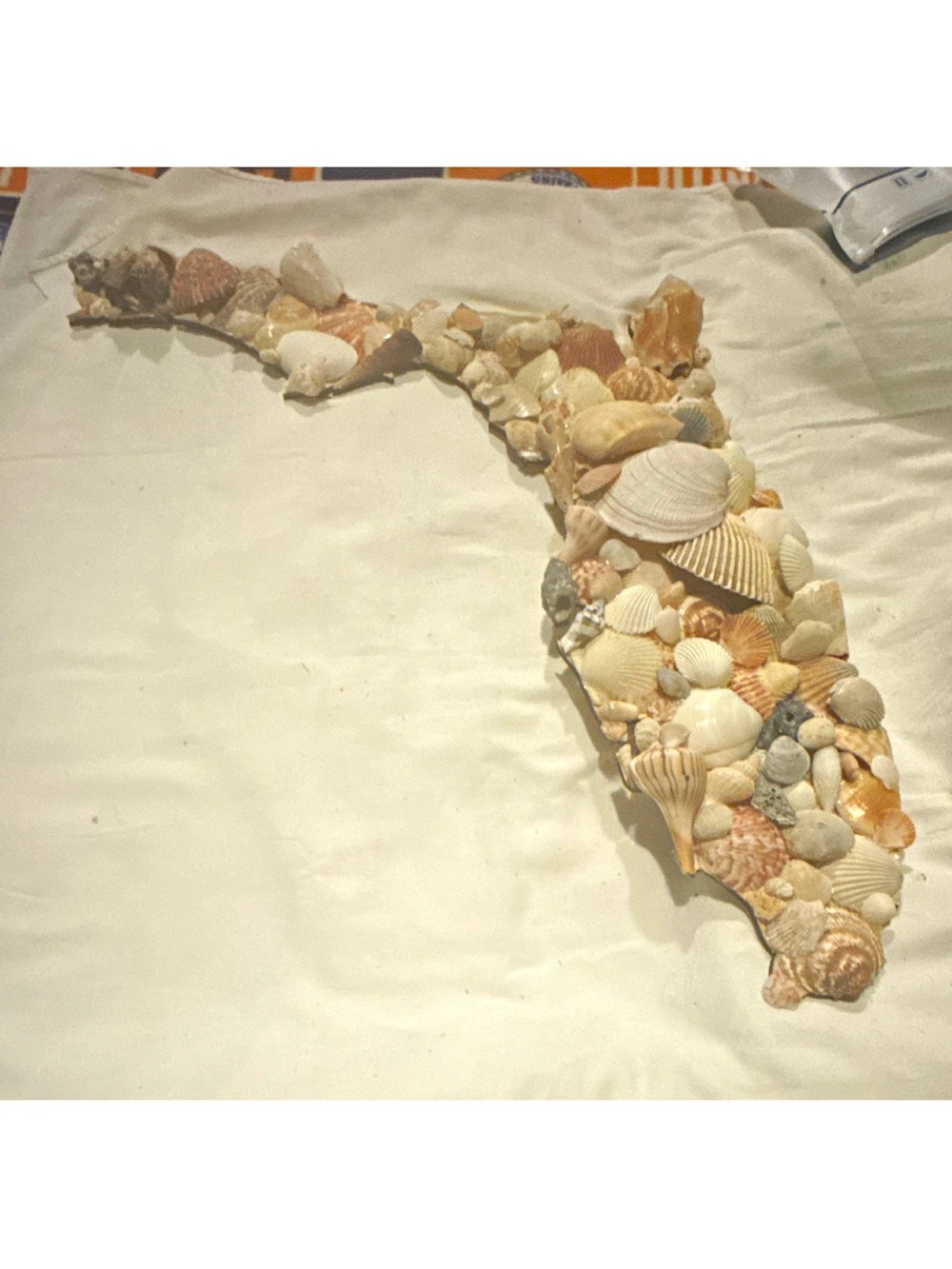 Seashell Wall Art Decor - Natural Beige & Cream Shell Mosaic lgr piece 19" x 21"